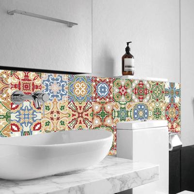 24pcs Cover Mosaic Tiles Retro Wall Stickers Bedroom Kitchen Decor Peel Stick Tile Bathroom Peel Stick Tile Decals 10x10cm