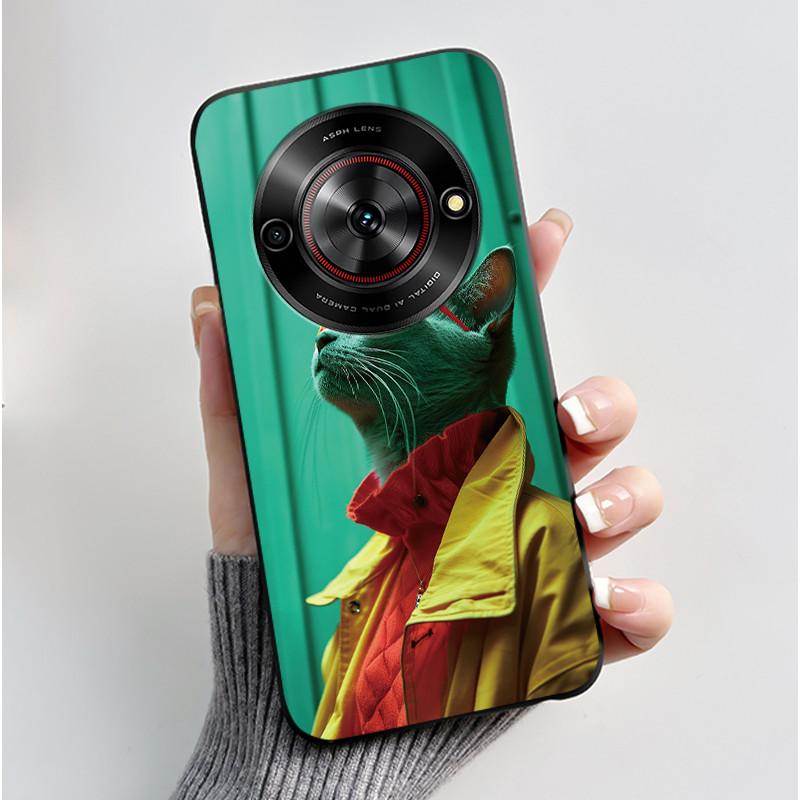 Cute Cartoon Case For ZTE Blade A75 5G/Nubia Focus 5G/Nubia Calf 5G Printing Shell Protective Cover Soft Silicone Black Casing