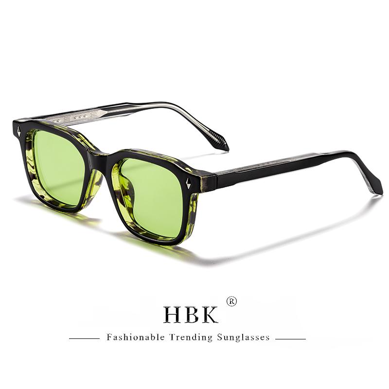 HBK Occhiali da Sole Quadrati Eleganti da Uomo Montatura alla Moda Aste con Punte Vintage Occhiali da Viaggio Business Party Regalo UV400