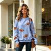Women's Casual Neck Sweatshirt with Rugby Print