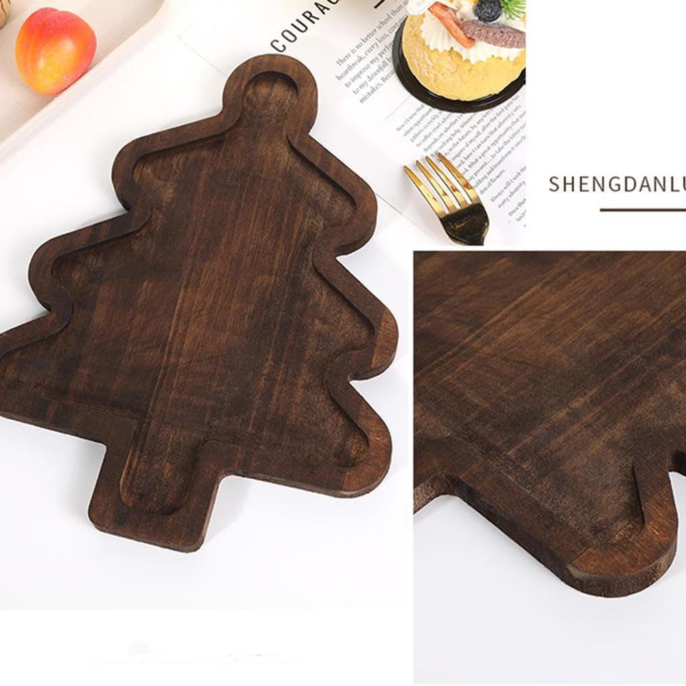 Christmas Tree Tray Wooden Decorative Serving Tray Desktop Food Dessert Plate
