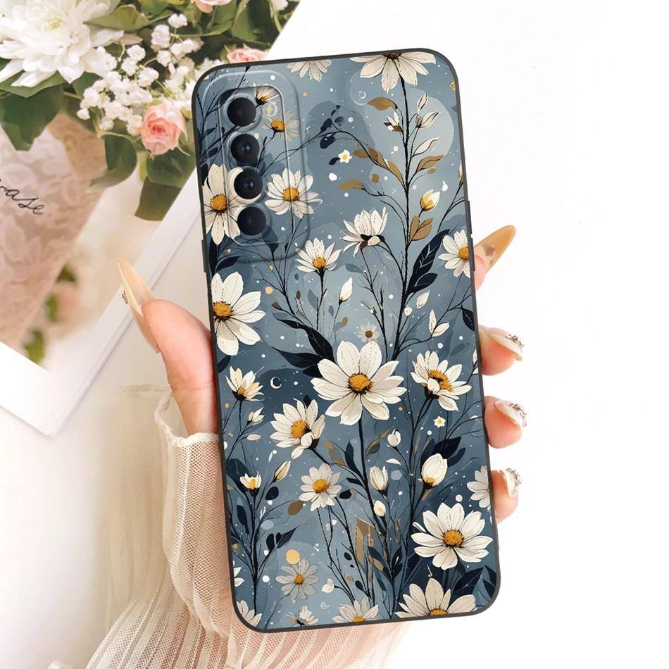 For OPPO Reno4 Pro / Reno4 Cute Cat Flower Cartoon Phone Case For Oppo Reno 4 4Pro 4G Shockproof Soft Silicone Bumpers
