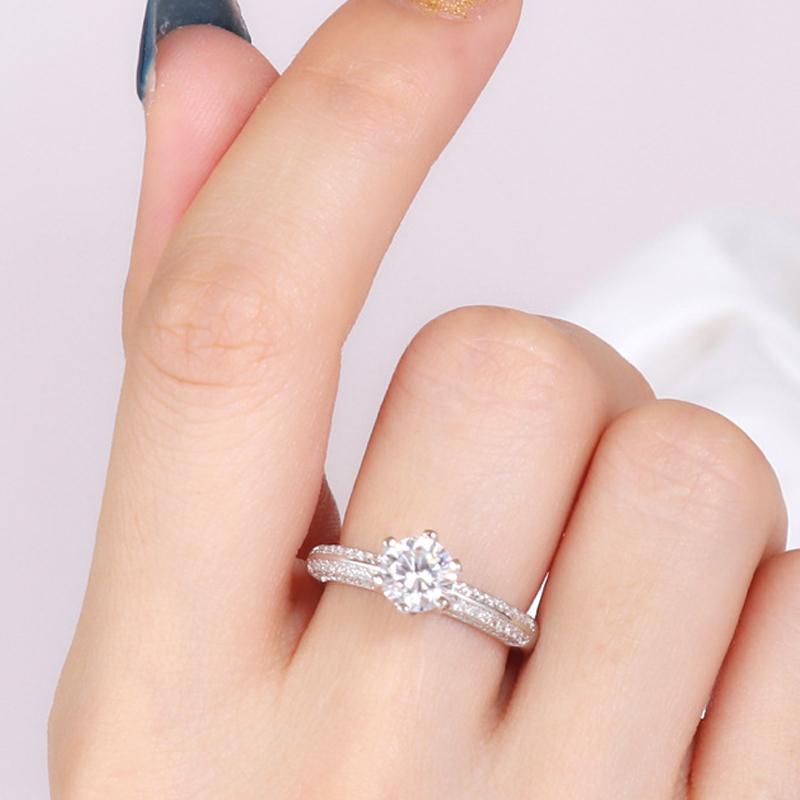Trendy 925 Silver Ring for Women Adjustable Wedding 6 Claw Design Moissanites Classic Style HotSelling Gift Wholesale