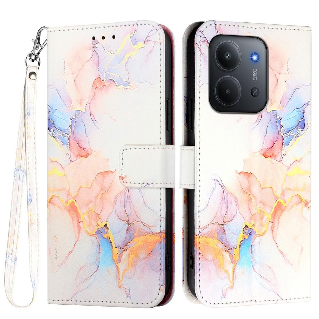Per Xiaomi Redmi 15C 4G (171mm) Custodia con Cinturino Motivo Marmo Copertura in Pelle per Telefono Porta Carte