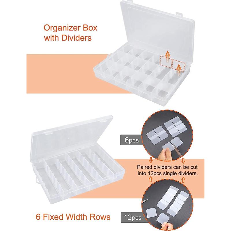 A96I-Tackle Box Organizer 18 Grids Plastic Craft Box Organizer Bead Organizer Clear Fishing Box With Dividers, 4 Pack