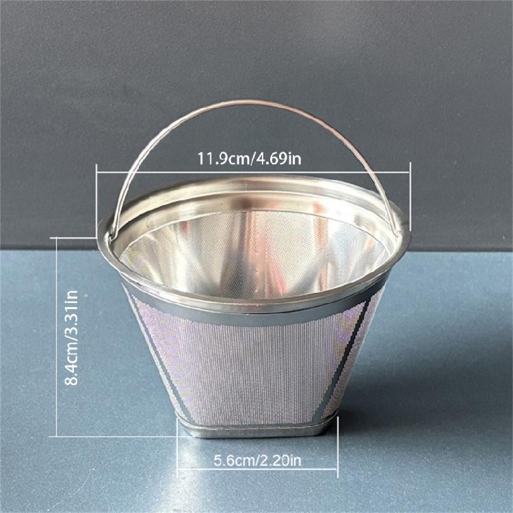 Durable 304 Stainless Steel Cone Coffee Filter Fine Mesh Screen Practical Coffee Machine Replacement Accessories