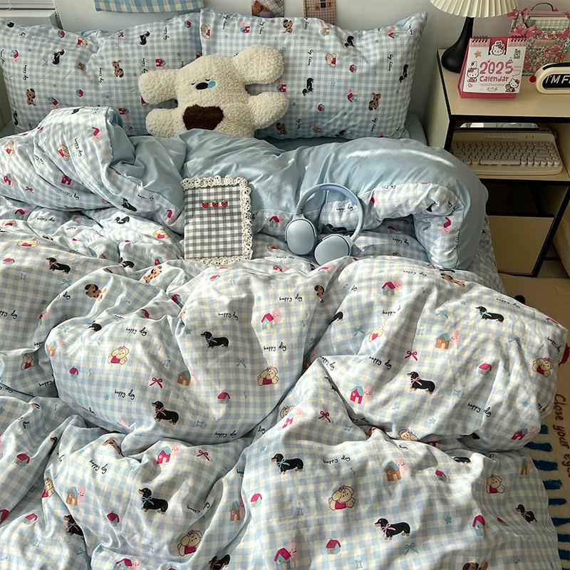 New Soft Skin-friendly Bedding Set Comfortable Breathable Duvet Cover Set with Sheet Single Double Quilt Cover and Pillowcases