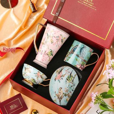 MeidQO Bone China Coffee Mug Gift Set