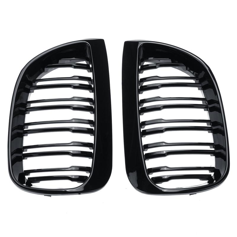 Do BMW E81 E87 120d 120i 130i Przed liftingiem 2004-2007 Błyszcząca Czarna Podwójna Listwa Grill Samochodu Przedni Grill Nerki Grill Wyścigowy