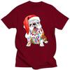 Cute Bulldog Christmas Lights Dog T Shirts Summer Graphic Cotton Streetwear Short Sleeve Birthday Gifts T-shirt Mens Clothing
