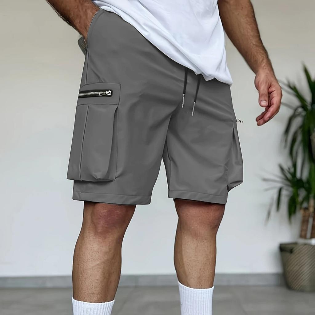 Pantaloncini Cargo da Uomo a Vestibilità Larga, Leggeri, Traspiranti, Multi Tasche, con Chiusura a Zip per Sport e Abbigliamento Casual
