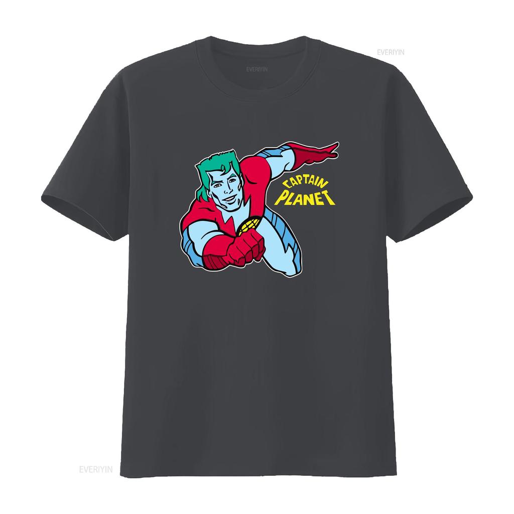 Captain Planet T Shirt Vintage Washed Graphic Versatile Top For Everyday Wear Stretched Streetwear Homme Stylish Casual