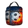 Kids Insulated Lunch Bag With Full-Print Football Design Portable Cooler School Daycare Outdoor Activities