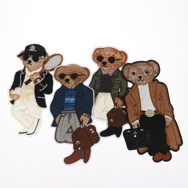 Large Bear Clothing Patch Hand Sewn Embroidery Patches Clothes Decoration Accessories Sewing Applique DIY Craft Backpack Textile