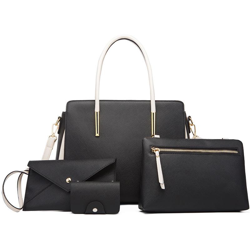 4PCS Purses Set for Women PU Leather Travel Work Satchel Handbags Wallet Shoulder Bags Casual Tote Top Handle Bag Crossbody Bag Handbag Set for Female