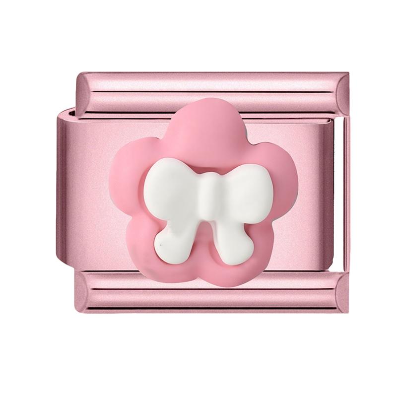 Fashion Zircon Pink Butterfly Star Bow Flower Rabbit Italian Charm Links Fit 9MM Stainless Steel Bracelet Women DIY Making Gift