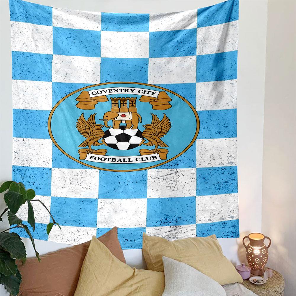 Coventry City Football Club Logo Tapestry Patterned Tapestry Decorative Wall Hanging, Home Bedroom Living Room Decor