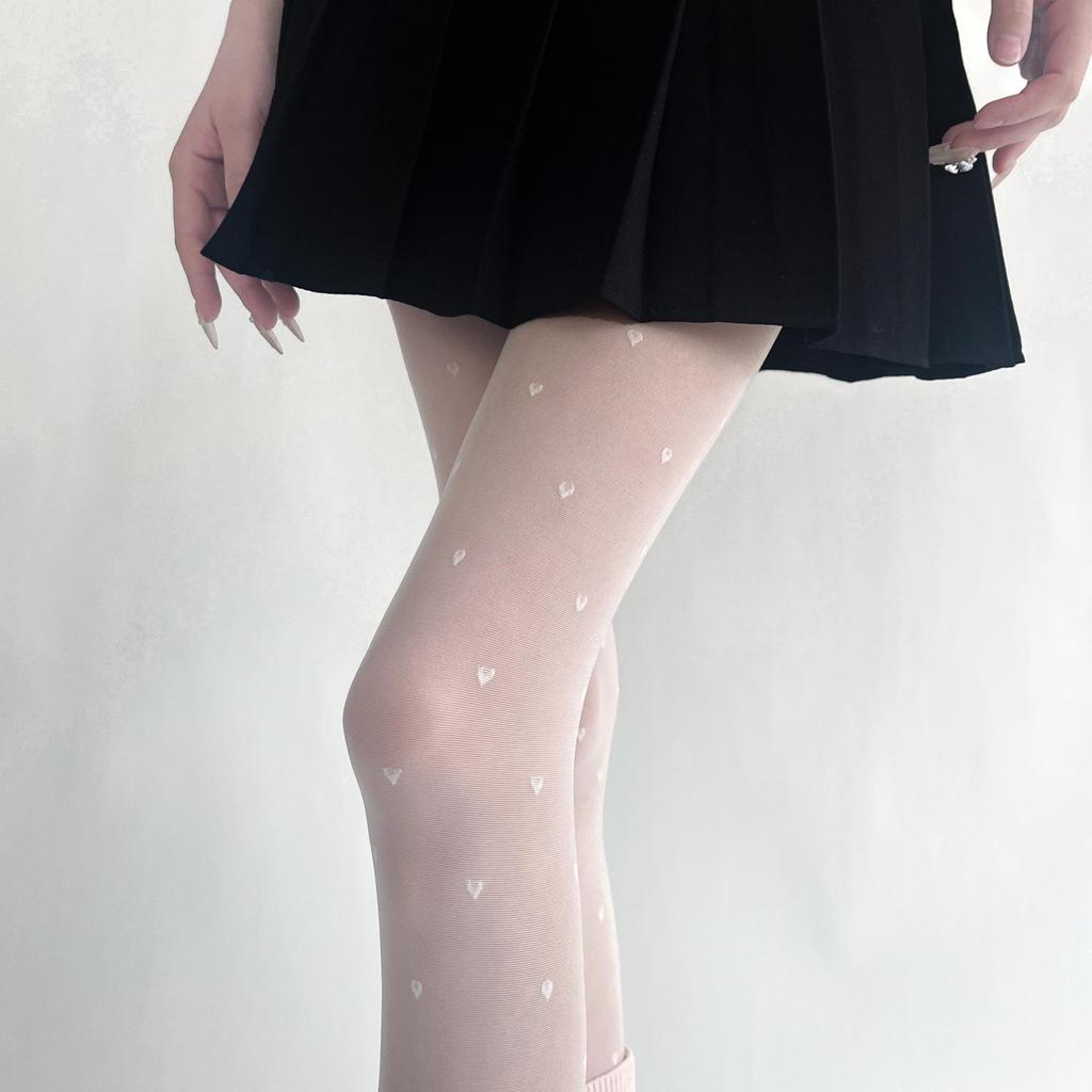 2024 Spring/Summer Core-Spun Jacquard Stockings: Ultra-Thin Slimming Socks with Polka Dots & Hearts
