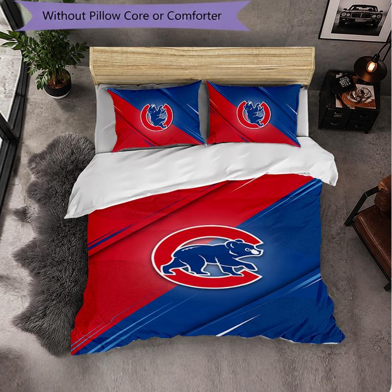 Set Biancheria da Letto 3 Pezzi in Microfibra con Fantasia Chicago Cubs Decorazione Copripiumino per Camera da Letto Uso Domestico