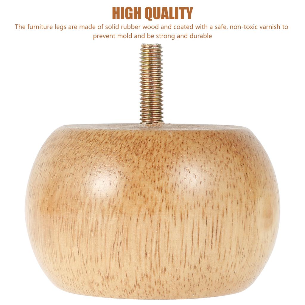 4 Pcs Furniture Legs Wooden Solid Furniture Feet Round Foot Table Feet Non-slip Chair Reet with 4 Screws DIY