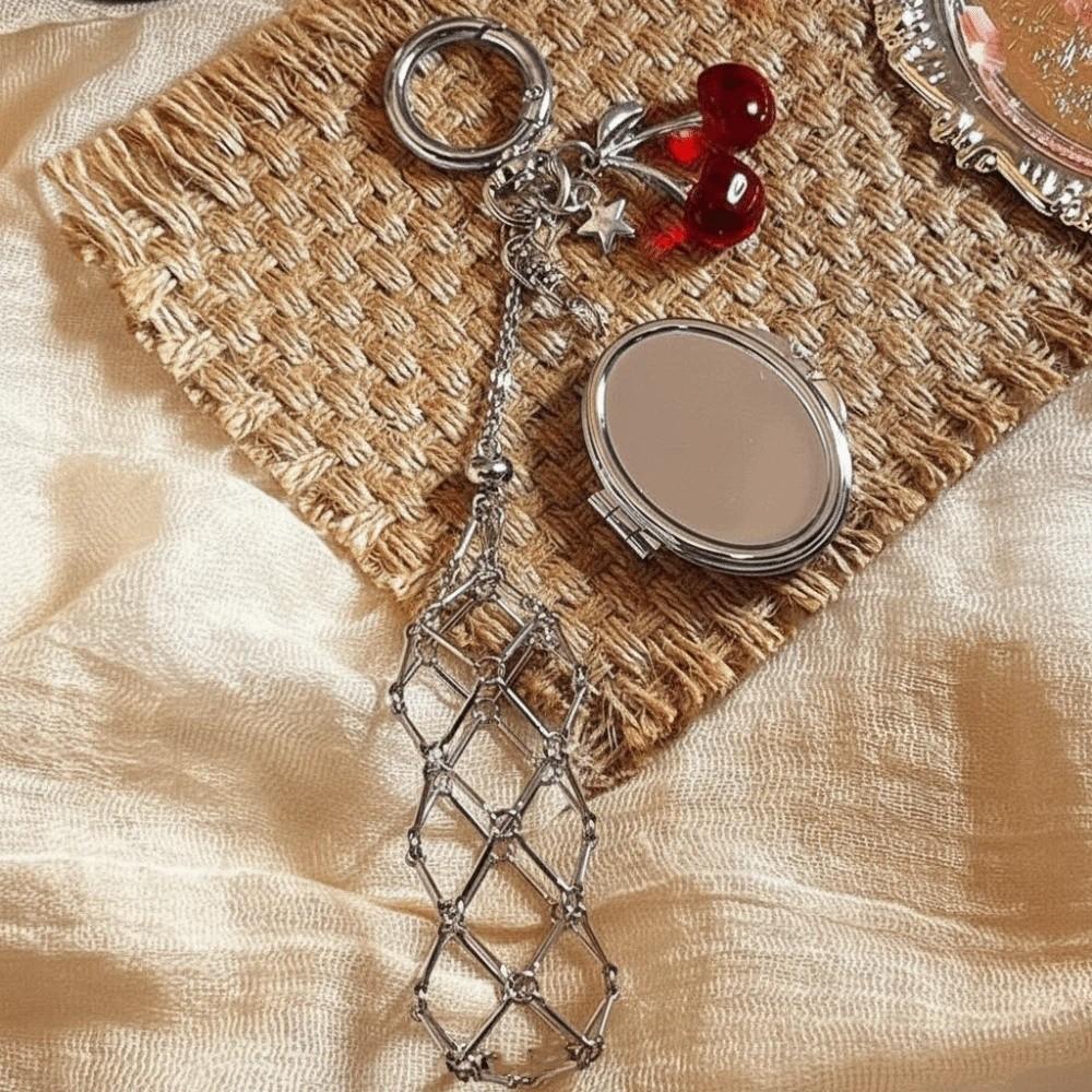 

Portable Net Pocket Lipstick Bag Keychain Cherry Lipstick Cover Key Ring Outdoor Style 6