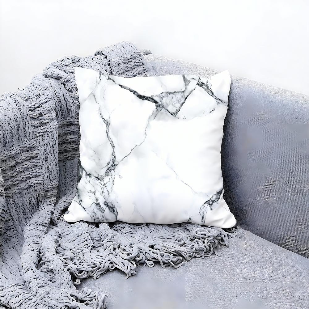 Elegant White Marble Pattern Cushion Cover Premium Comfort Reversible Pillow Cove Two In One Design for Any Room Car Interior