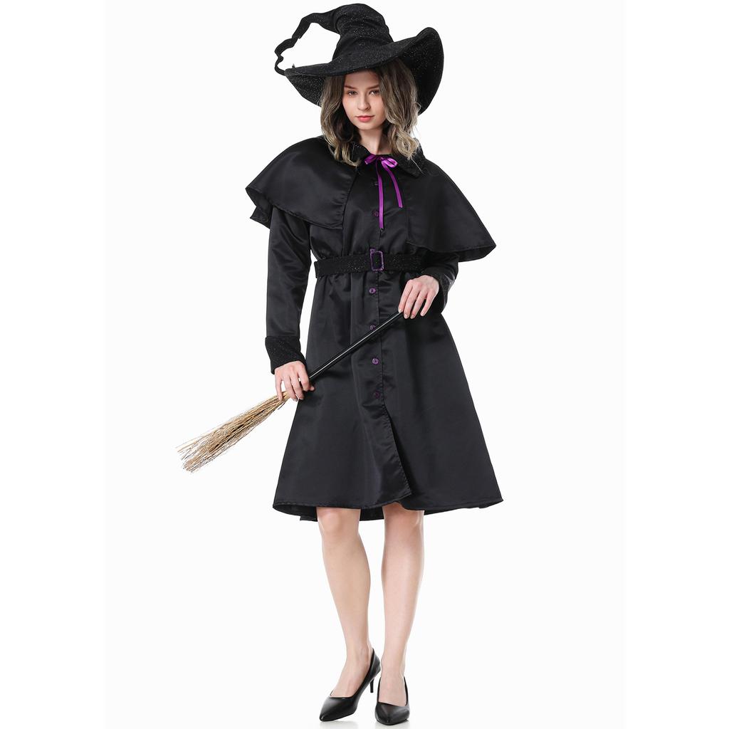 Witch Costume, Halloween Witch Costume, Masquerade, Cape, Evil Magic, Wizard Cosplay Costume