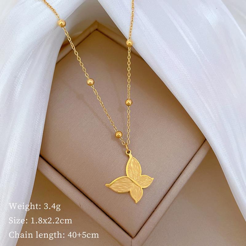 

Grain Butterfly Personality Minimalist Furnace Real Gold Necklace Female Collarbone Chain