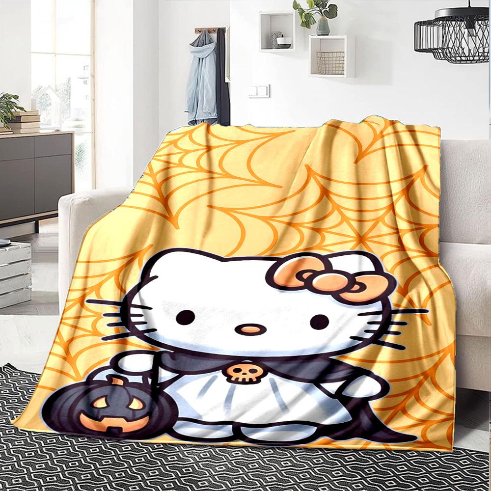 1pc Hello Kitty Halloween blanket Lightweight Flannel Throw for Sofa Bed Travel Camping Livingroom1138L