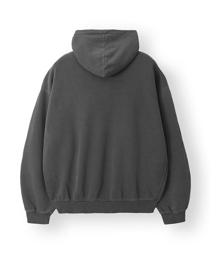 Garment Dyed Ring Snap Hoodie [Charcoal]