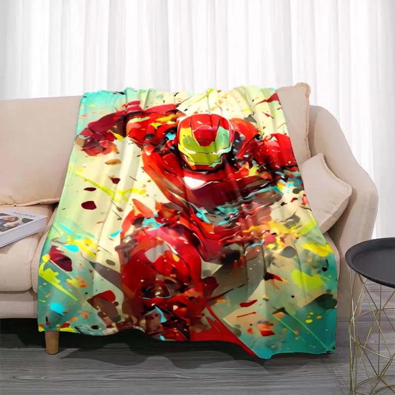 Manta Cálida de Dibujos Animados de Iron Man para Habitación, Suave y Cómoda, Portátil para Viajes y Picnic, Regalo para Familiares o Amigos