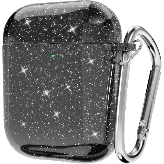 Svanove for Airpods Case Clear Glitter, Sparkly Bling Cute Airpods 1st 2nd Generation Case with Keychain, Hard Shell Girly Y2k Aesthetic Airpods