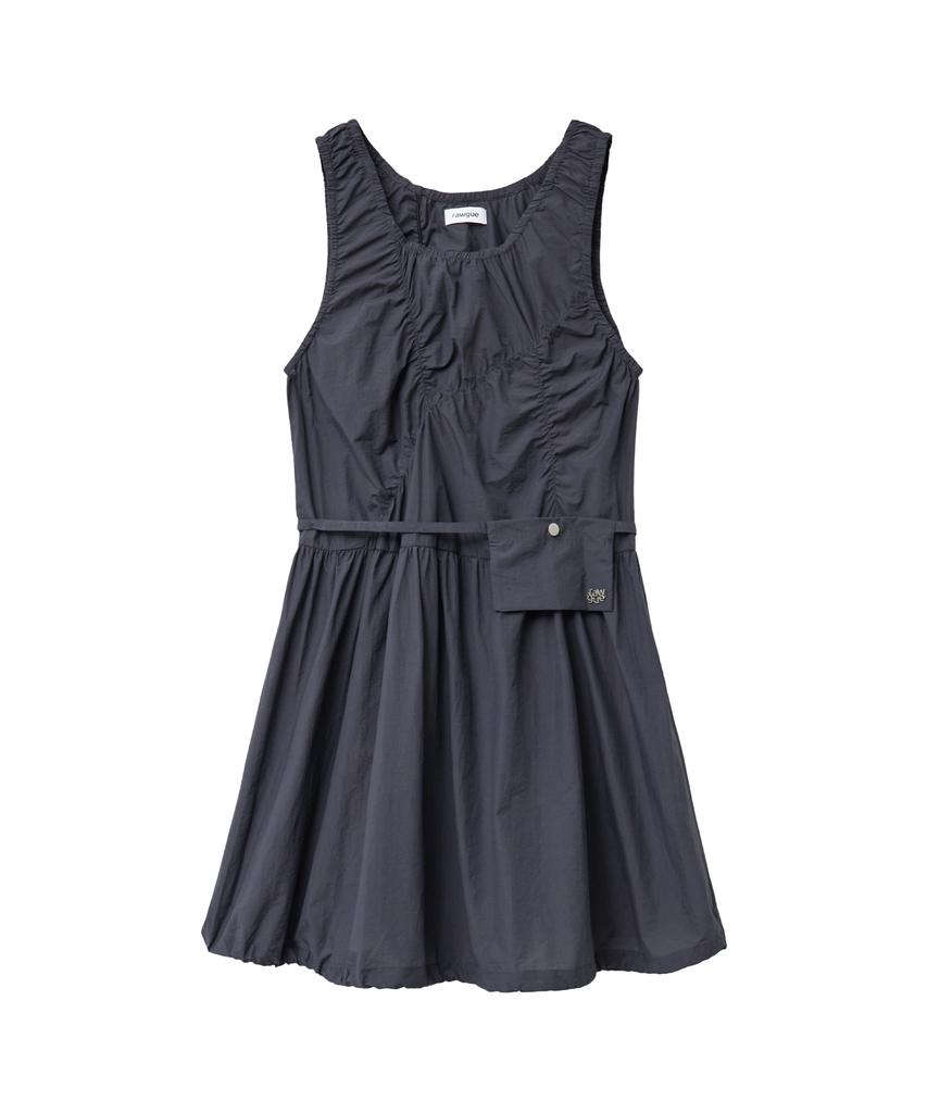 Lougeu Mini Bag Shirred Dress_Navy