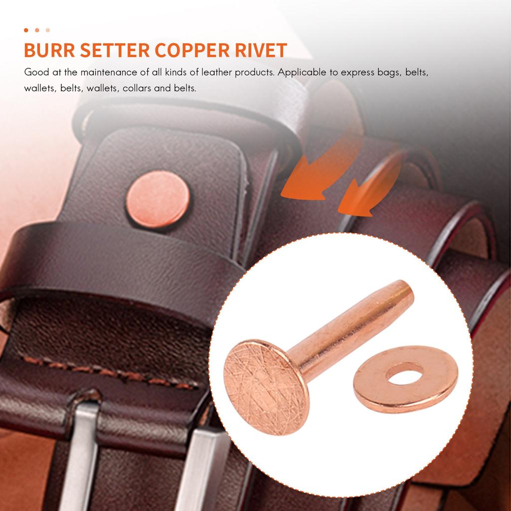 A20F-25 Sets Copper Rivet Burrs Washer, Long Leather Copper Rivet Fastener,For Wallets Leather DIY Craft Supplies