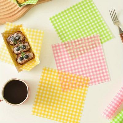 50PCS Checkered Wax Paper Greaseproof Sheets Non-Stick Food Wraps for Sandwiches Burgers Deli Party Fast Food Cheese Baskets