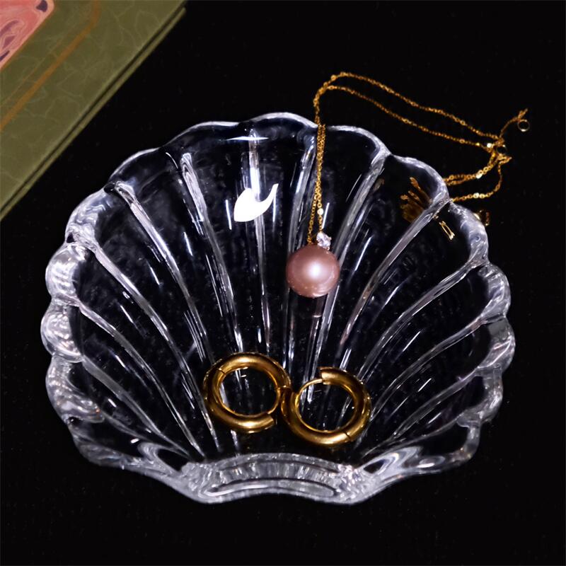 Glass Shell Glass Dish Mini Dish Cheese  Dessert Cakes Plate Jewelry Storage Tray  Simple New Style Plate