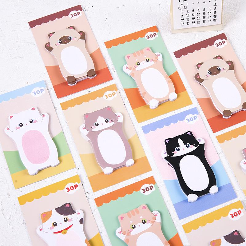 Cartoon Alien & Cute Cat Sticky Notes - Reusable Student Memo Stickers for Office