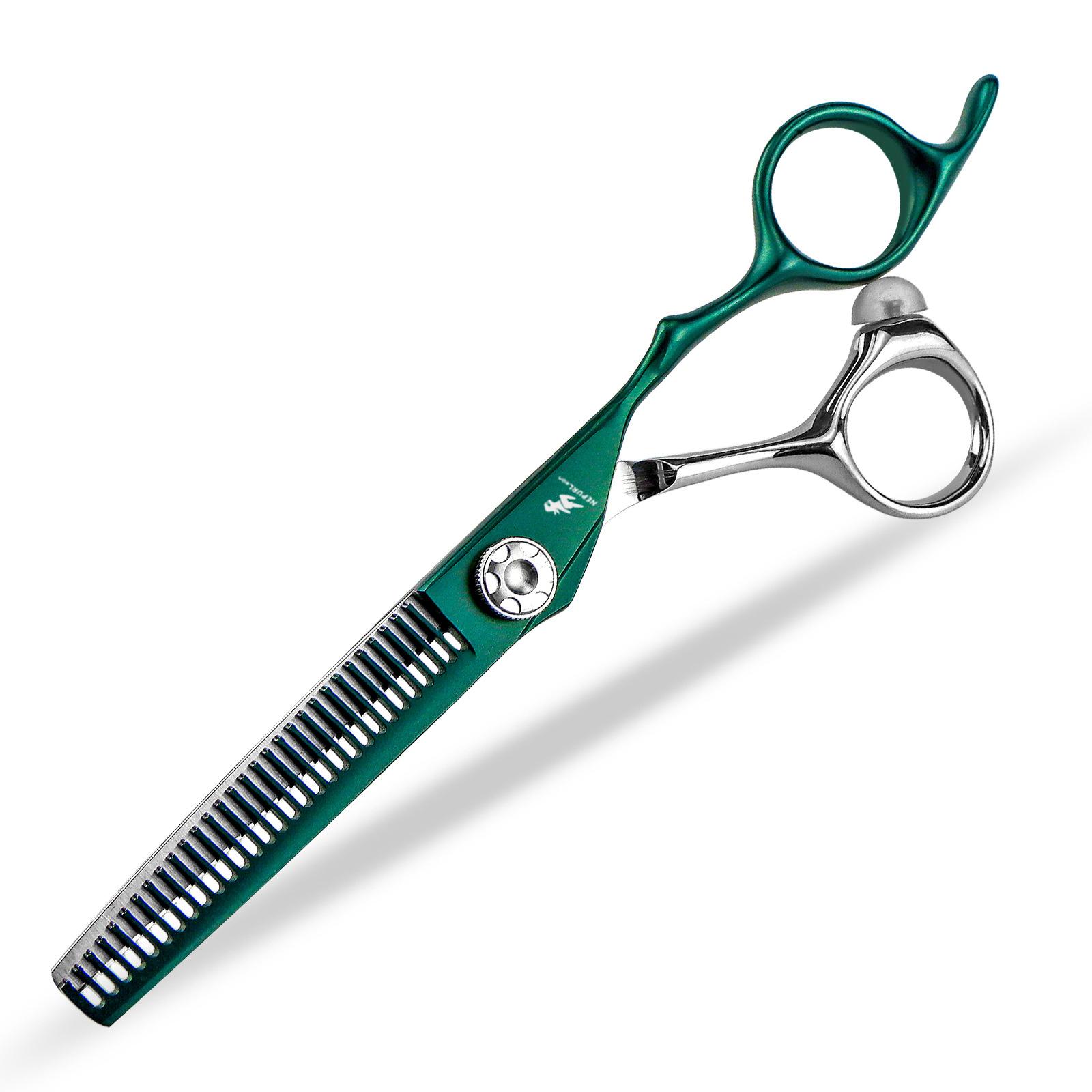 

6.0 inch Fn bright green numerical control knife head hair scissors, hair scissors, flat scissors, bangs scissors, thin shaft 6.0inch dental scissors
