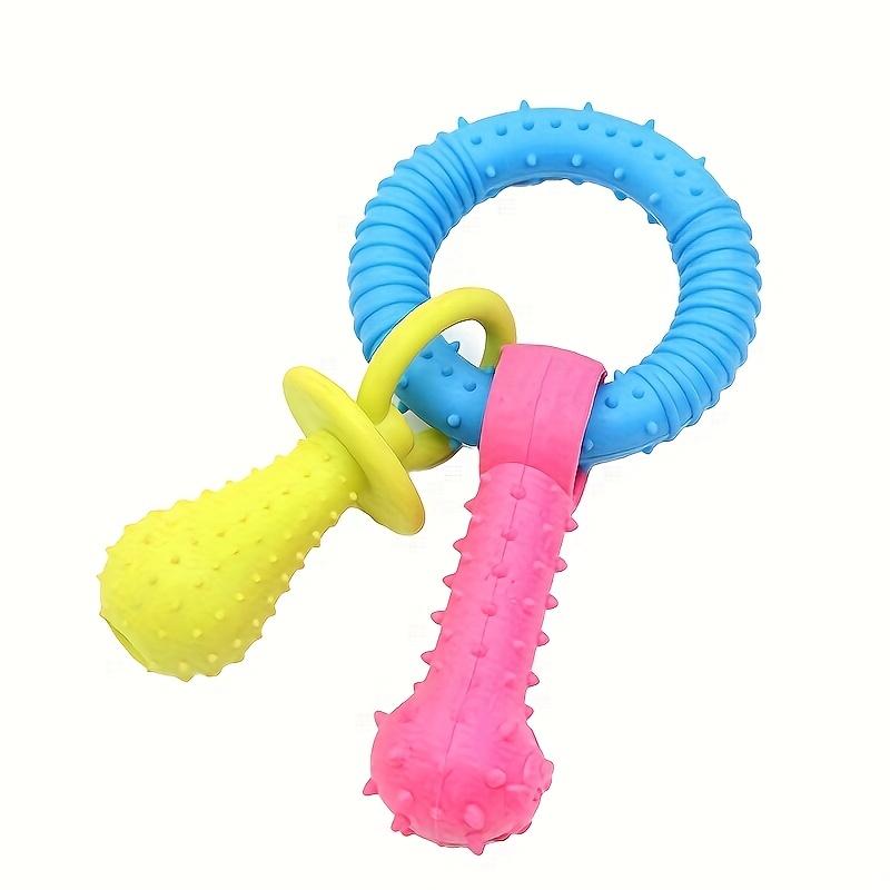 Three-in-one Dog Teething Toy Pacifier Bone Ring Shape Random Single Color Grinding Chew Pet Supplies