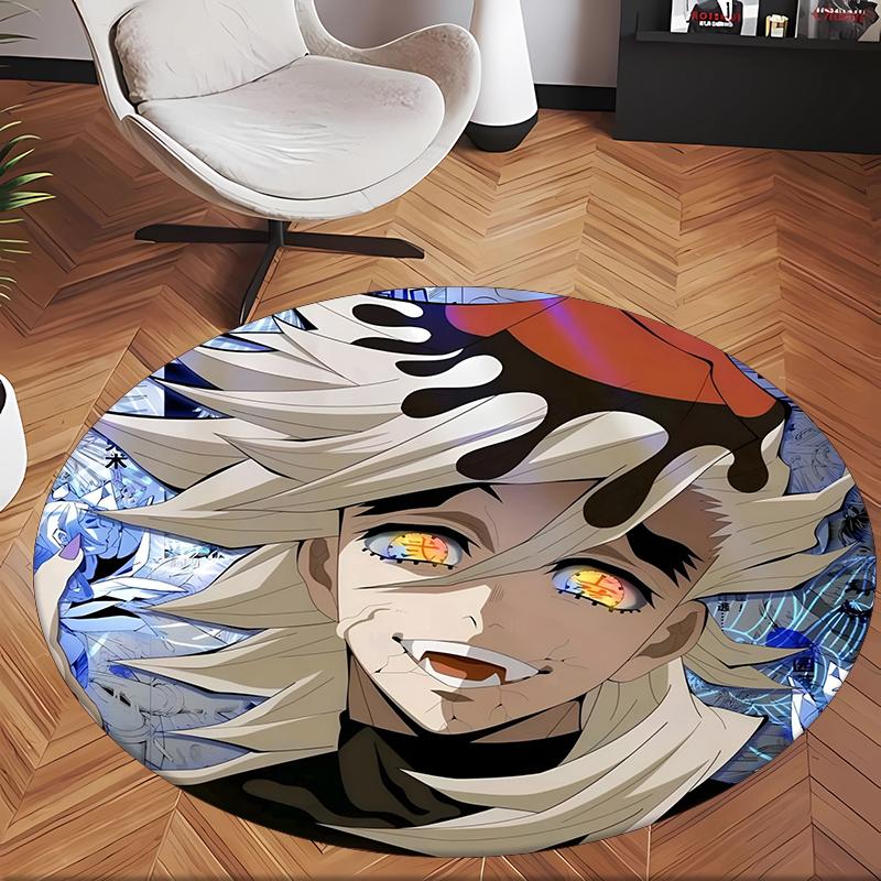 Douma (1) Round Office Rug Decorative Floor Rug for Office Bedroom Living Room and Home Space