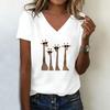 Camiseta linda de jirafa con cuello en V, moda casual Y2k, camisetas estampadas para mujer, camiseta de manga corta con cuello en V, ropa de verano y primavera