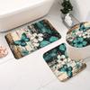 1/4Pcs Bathroom Shower Curtain Set Teal Butterfly  Print Bathroom Curtain With 12 Hooks Non Slip Rugs Toilet Cover Mat Bathroom Partition