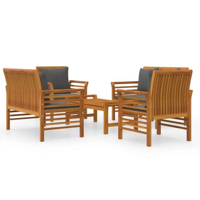 Maison Exclusive - Salon de jardin avec coussins 5 pcs Bois d'acacia solide