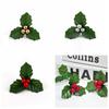 12Pcs/set Handmade Artificial Christmas Leaves DIY Mini Christmas Holly Wreaths Cute Foam Bonsai Plant Accessories