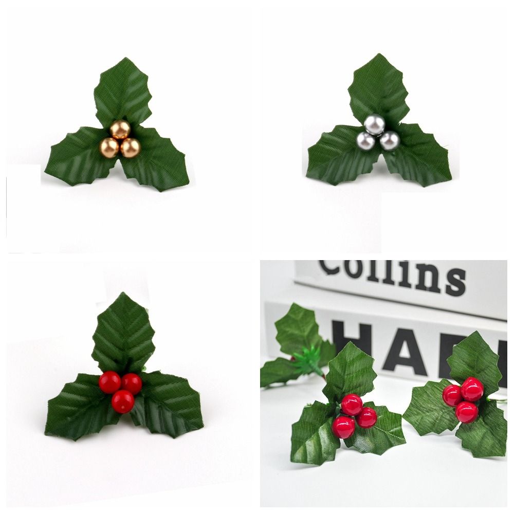 12Pcs/set Handmade Artificial Christmas Leaves DIY Mini Christmas Holly Wreaths Cute Foam Bonsai Plant Accessories