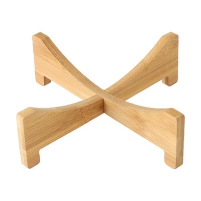 Suporte para Plantas Bambu Bandeja Vaso de Flores em Forma de Cruz Multifuncional para Animal de Estimação Casa Cozinha 17,5x5cm