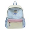 Schoolbag New High School Schoolbag, Light and High-value Ins Fresh and Sweet Plaid Contrasting Color Splicing Backpack, Initial Backpack.