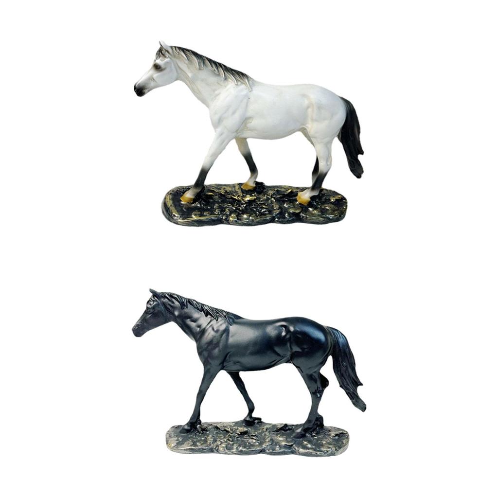 Horse Statue Desk Ornaments Sculpture Decor for Year Party Holiday white
