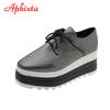Aphixta Flat Platform Shoes Woman Lace-up 7cm Shoes Gingham Height Increaming Women's Shoes Ladies Plus Big Size 42