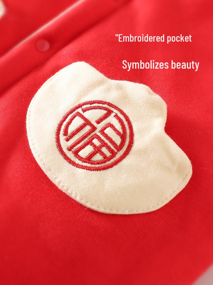 Chinese New Year Winter Onesie - Padded Newborn Outfit for Girls & Boys, Autumn/Winter Style, Thickened for Warmth